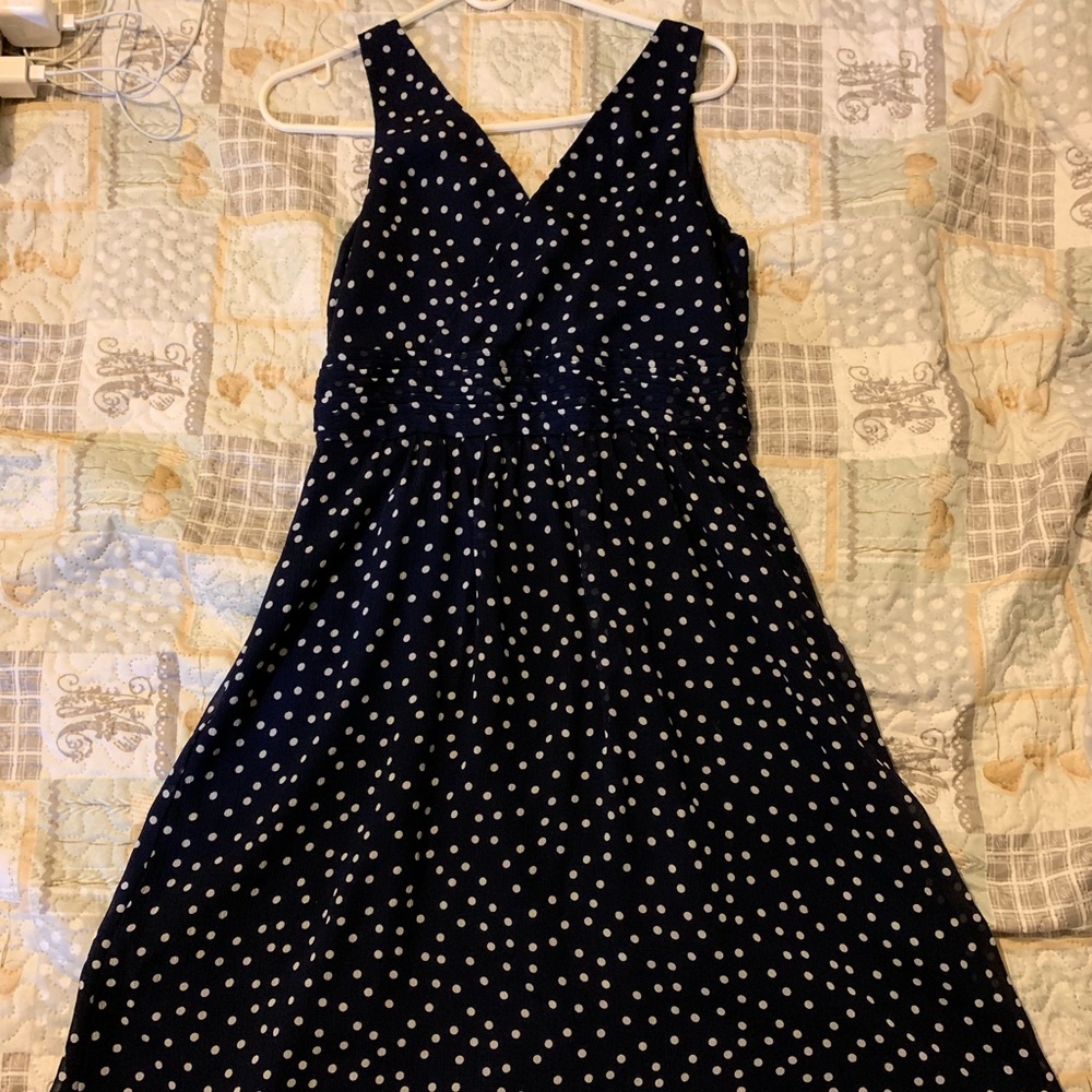 Navy Blue dress with white dots